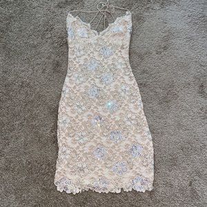 Gorgeous crystal embellished lace dress